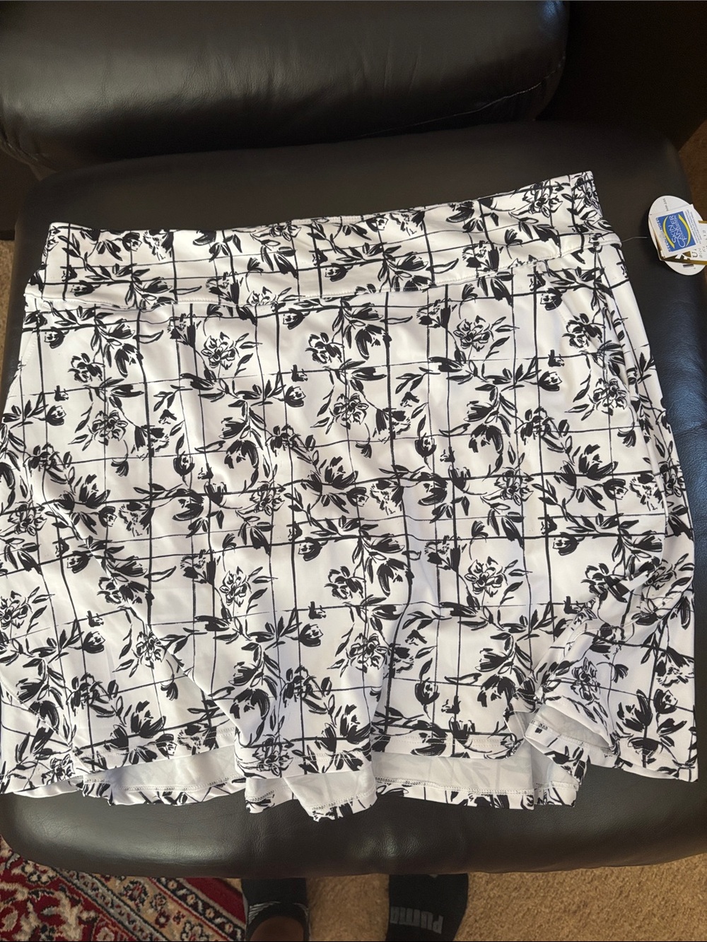 Black & White Floral Grid Women’s Golf Skirt